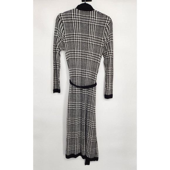 L’AGENCE Adeline Belted Long Cardigan Sz XS duster Black Grey Houndstooth #2G507 - Picture 5 of 12